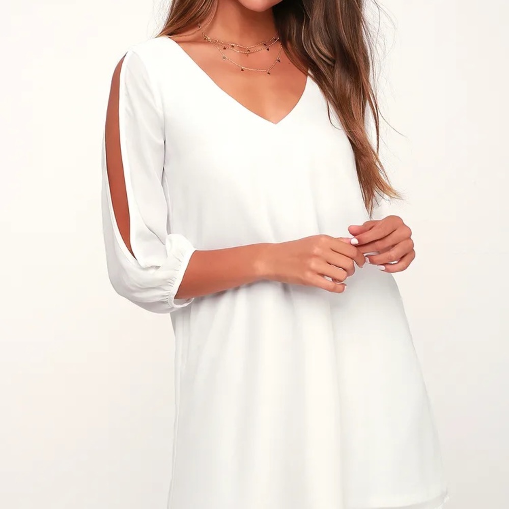 NWT Lulu’s Shifting Dears Ivory Long Sleeve dress